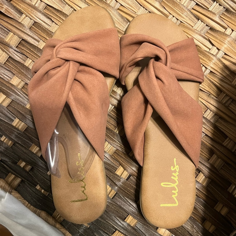 Lulu’s Suede Santana slide sandals - camel